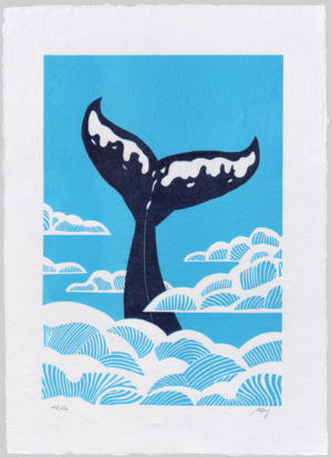 Fine Art Print "Fluke". LInocut print.