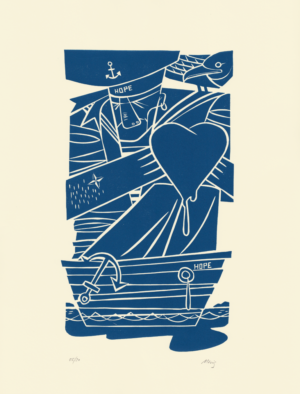 Fine Art Print "Hope". LInocut print.