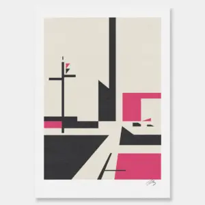 Print shows an abstract Illustration of a crossroad by Jochen Moenig