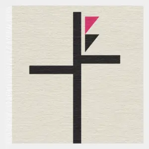 Print shows an abstract Illustration of a crossroad by Jochen Moenig. Detail.