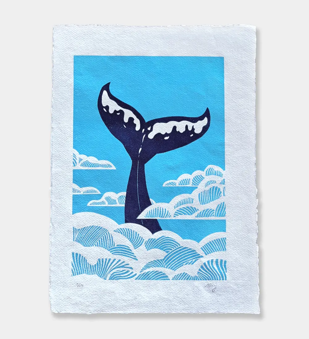 "Fluke". LInocut print.