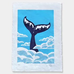 "Fluke". LInocut print.