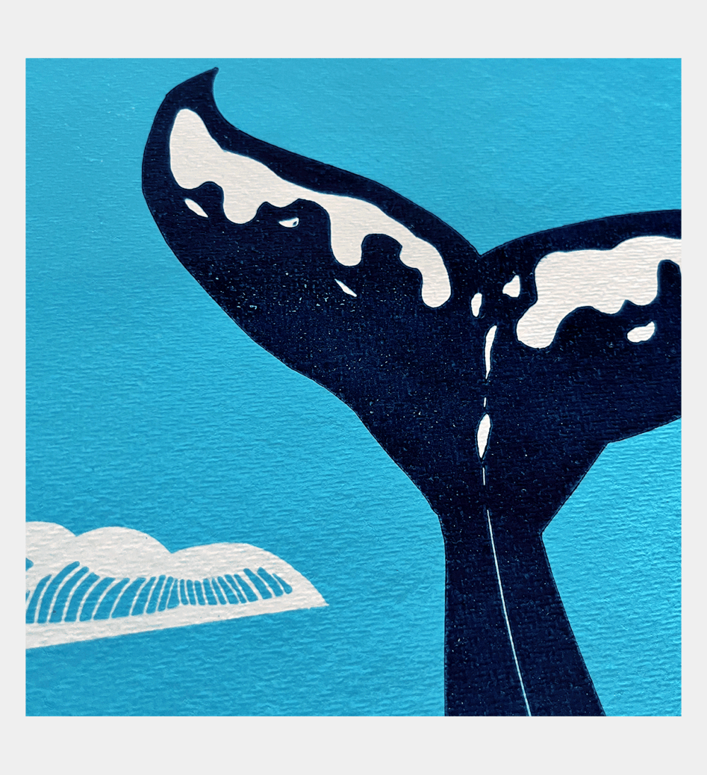 "Fluke". LInocut print. Detail