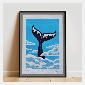 "Fluke". LInocut print. Framed