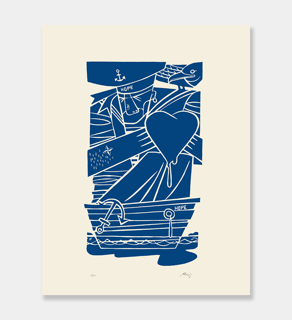 "Hope". LInocut print.