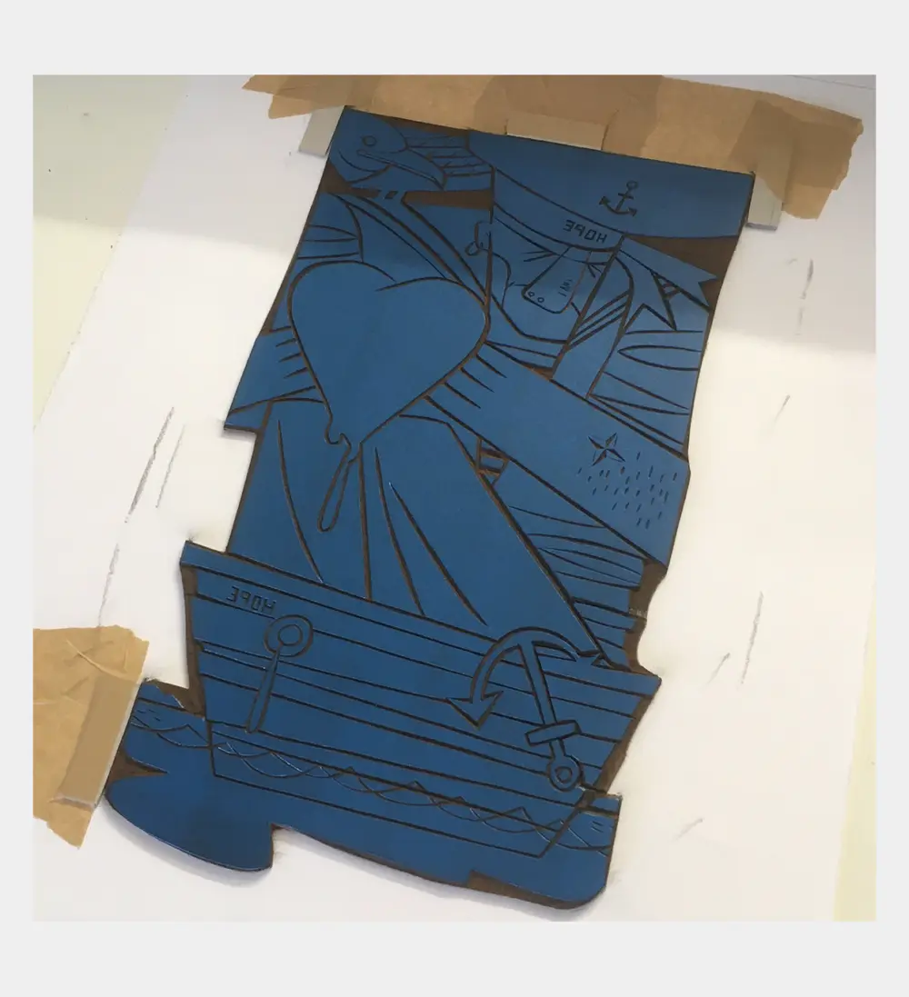 shop_Hope-Druckstock "Hope". LInocut print. Block