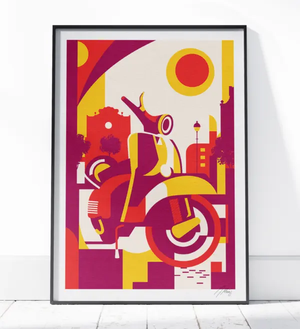 Fine Art Print "Scooter-01". framed.