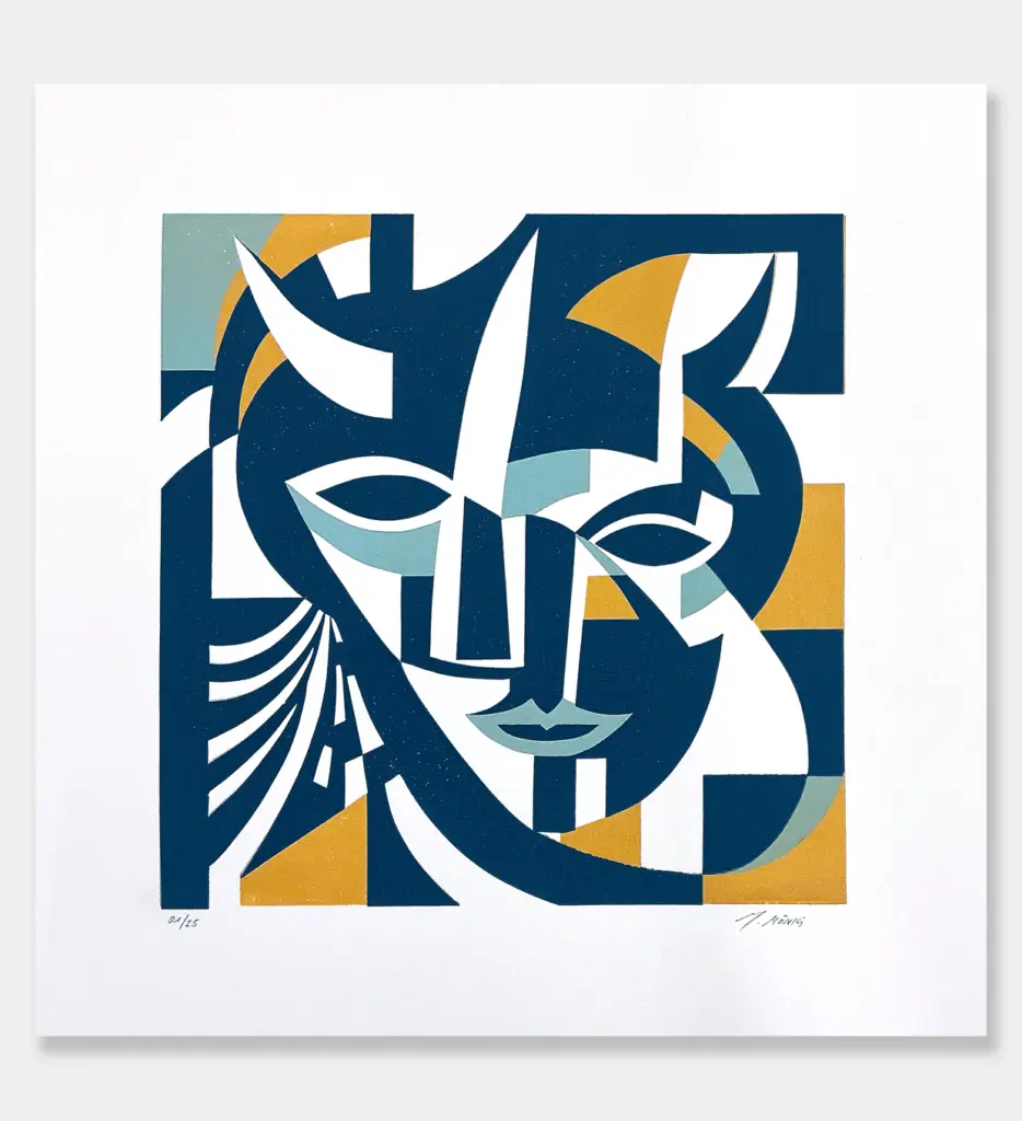 "Teufel". LInocut print.