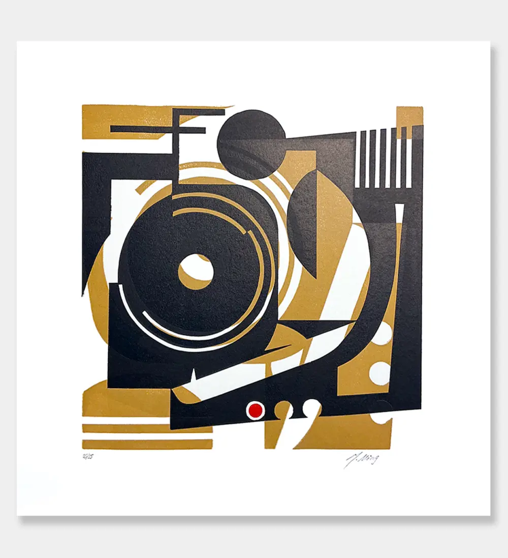 shop_Turntable-01 "Turntable". LInocut print.