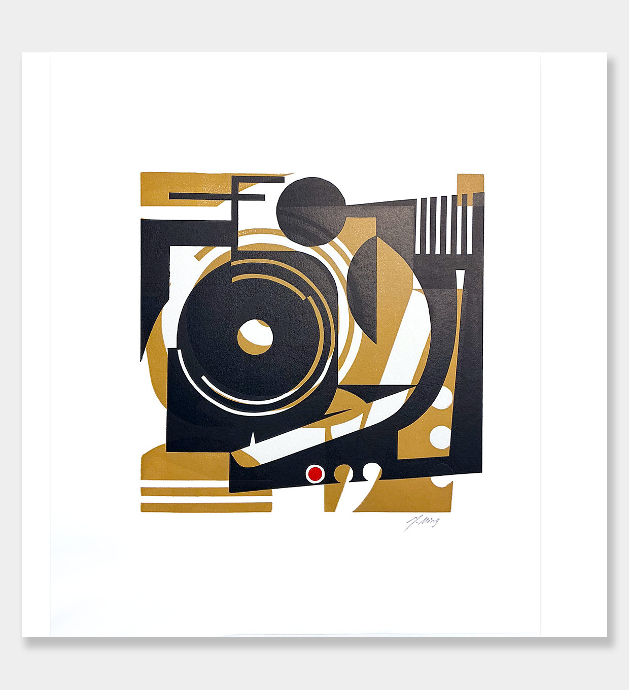 "Turntable". LInocut print.