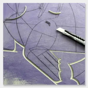 Walross Linolschnitt, Detail