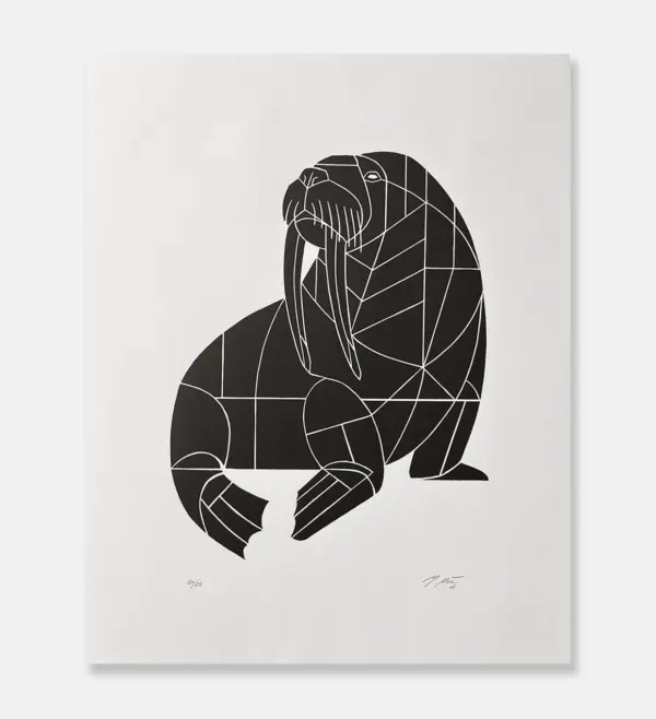 Foto of a Linocut. "Walrus" by JochenMoenig.de